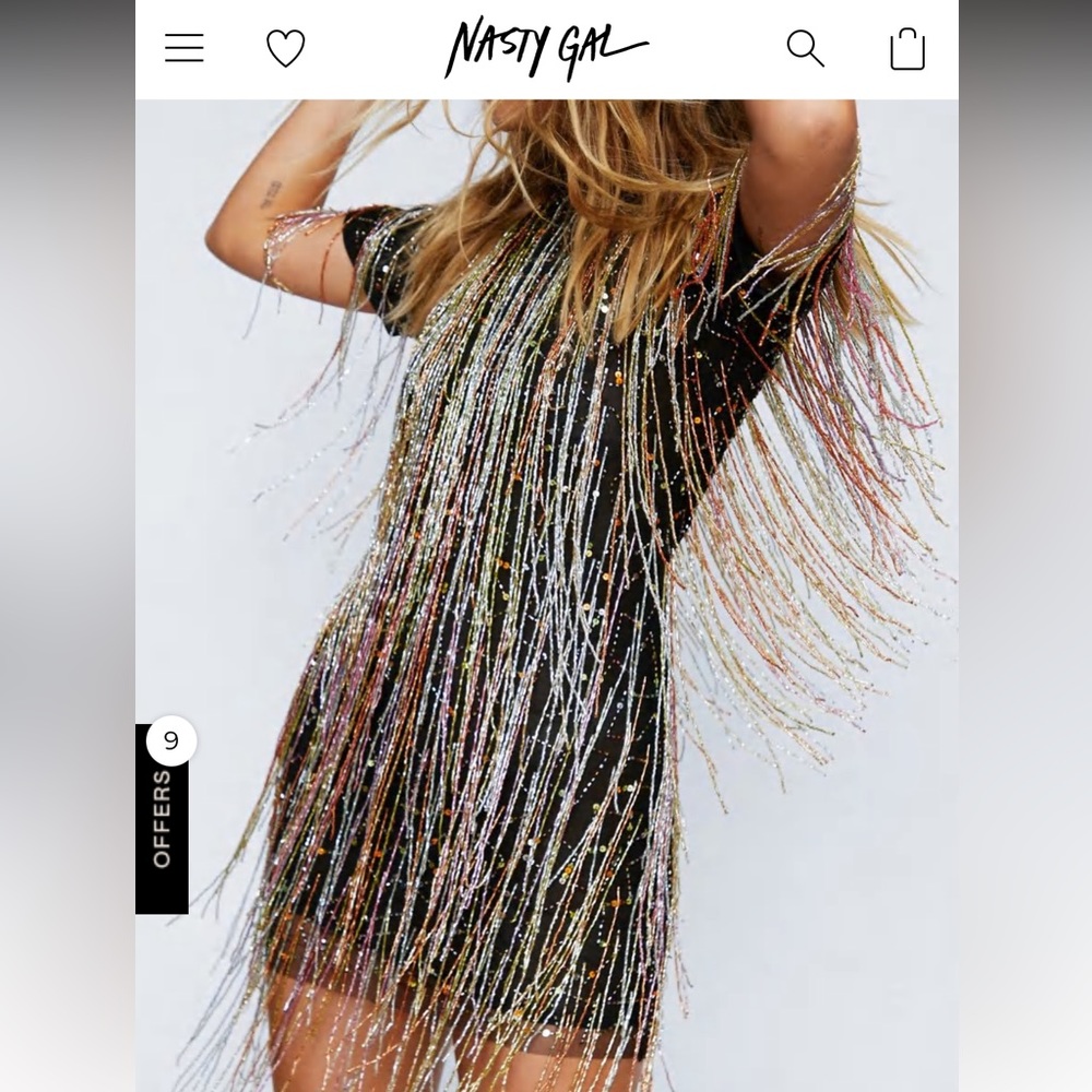 Nasty Gal-Tassel Beaded Mini Shift Dress